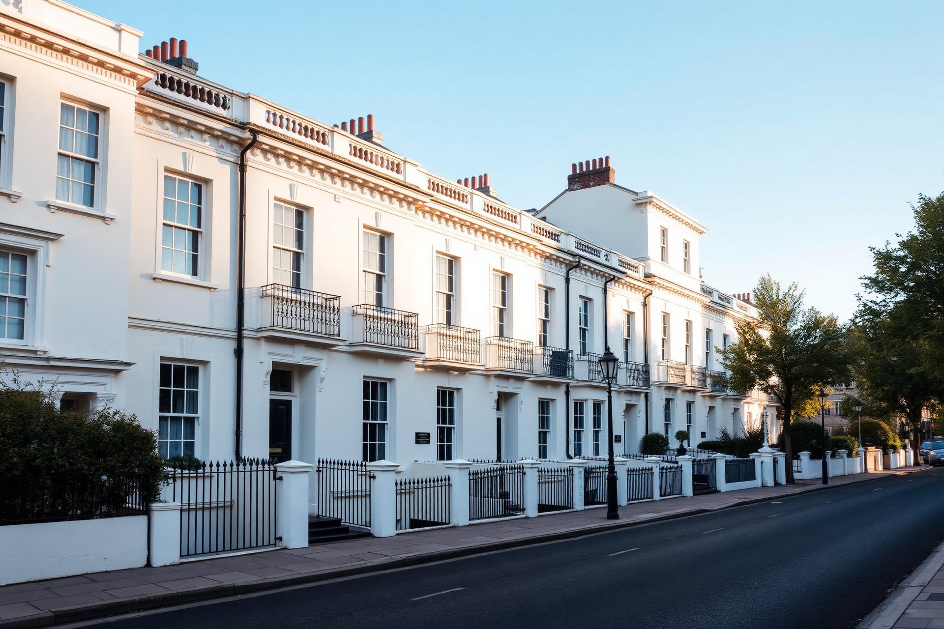 Elegant London townhouse at dusk